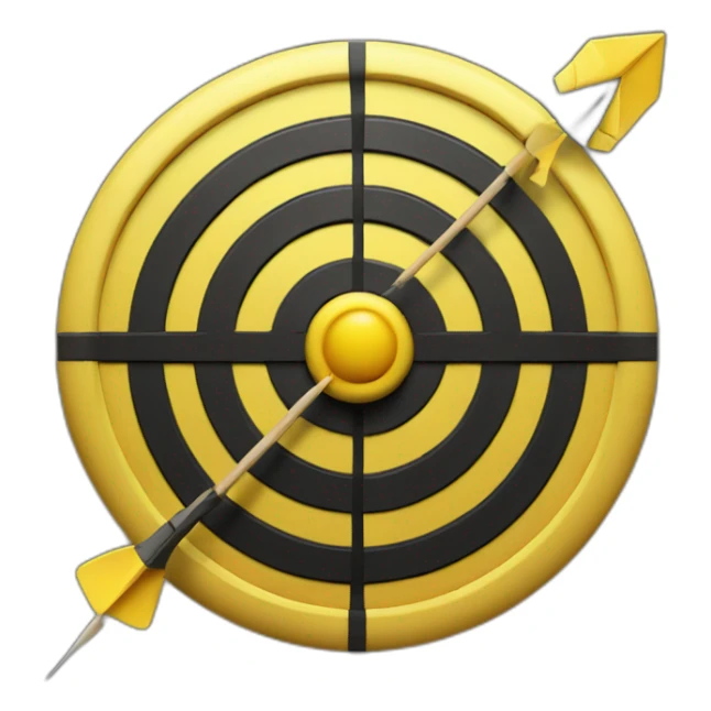 black and yellow bullseye with dart sticker