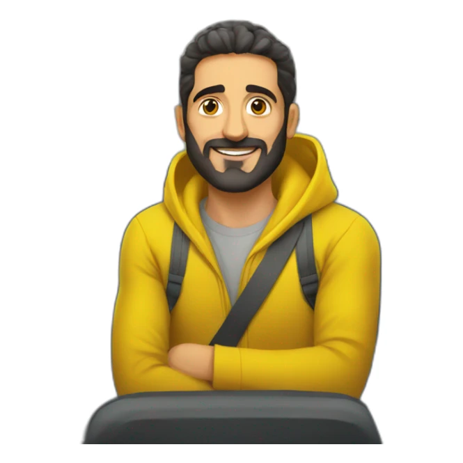 Armenian men in yellow clothing in the bus sticker