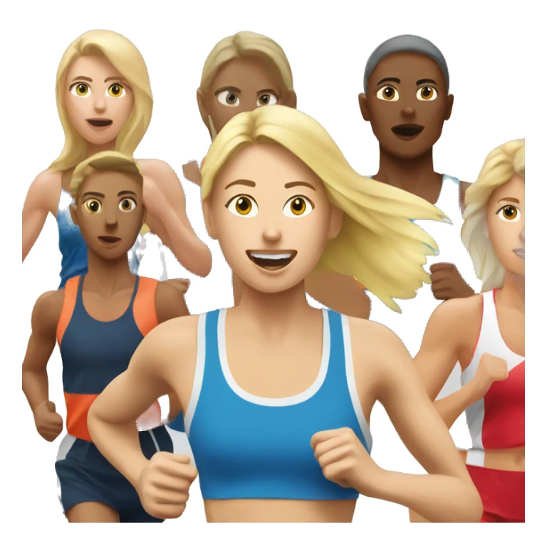 Marathon runner fit women with blonde hair sticker