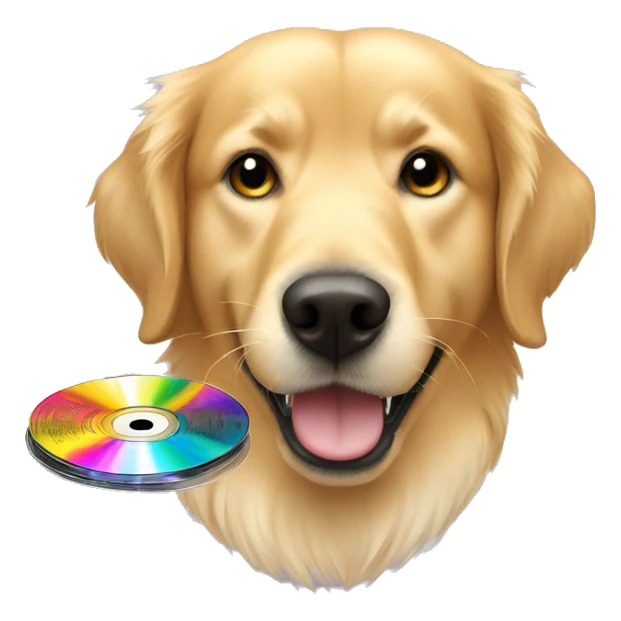 golden retriever with CD in his mouth sticker