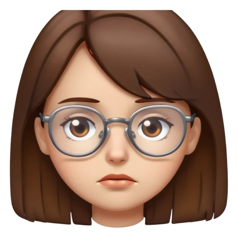 Sad girl with brown hair and glasses sticker