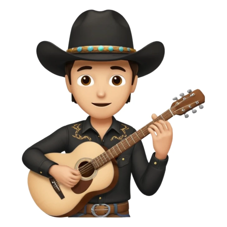 Man wearing a black cowboy hat, playing the guitar sticker
