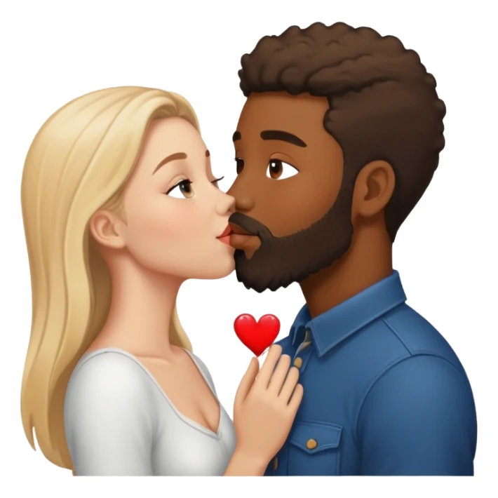 Black boy with beard with white girl kissing sticker