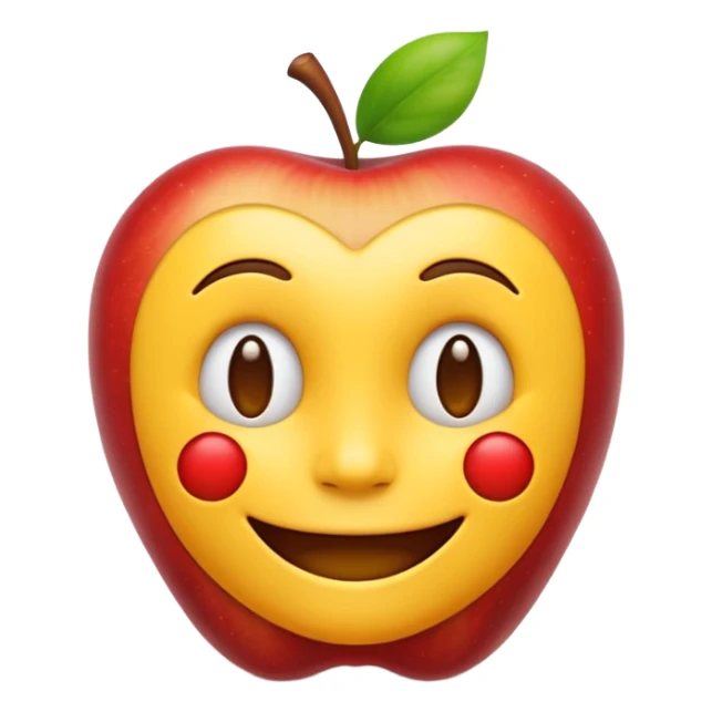 the text 'Emoji.sh' styled as a smiling emoji face, blending the letters into the apple emoji design sticker