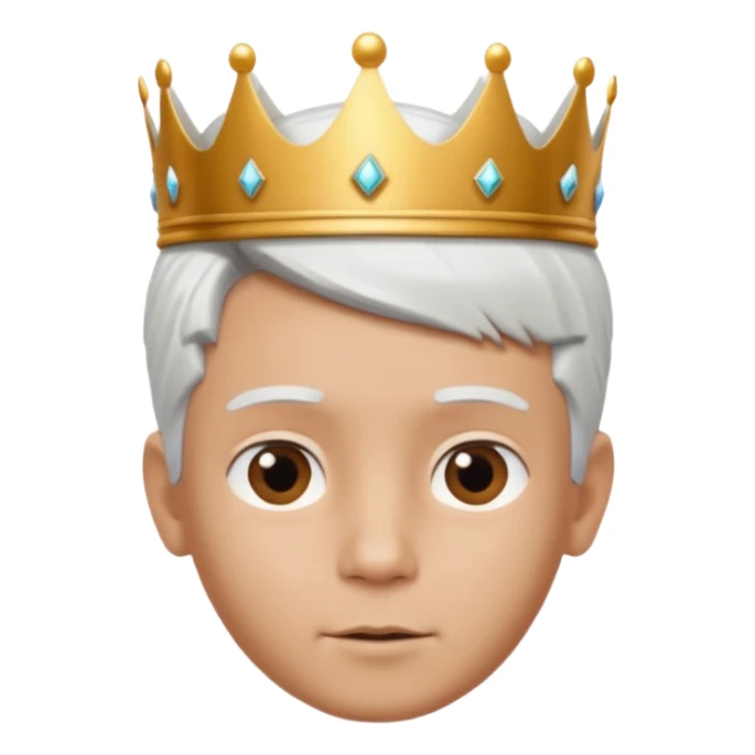 Royal latin Kid boy with crown head 3d style only face half rotate head white hair 3d face in rotate sticker