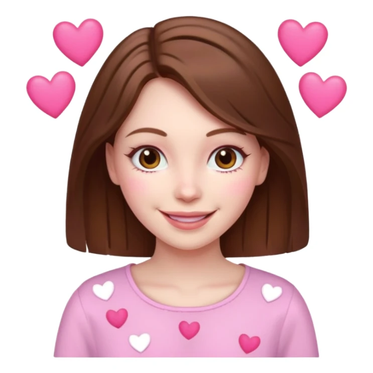 mujer con corazones rosas pelo cafe sticker