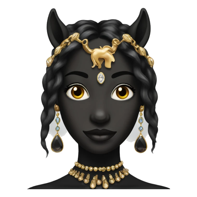 dark beauty with jewelry with horse nose sticker
