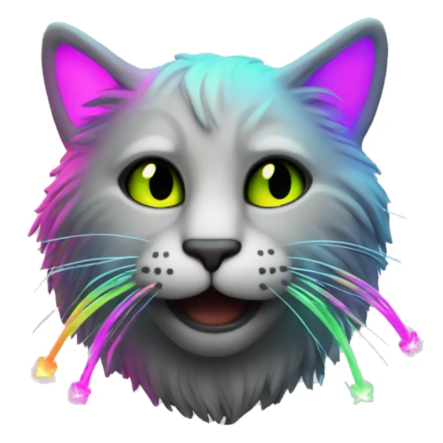 EDC emoji cat, colorful, glow sticks sticker