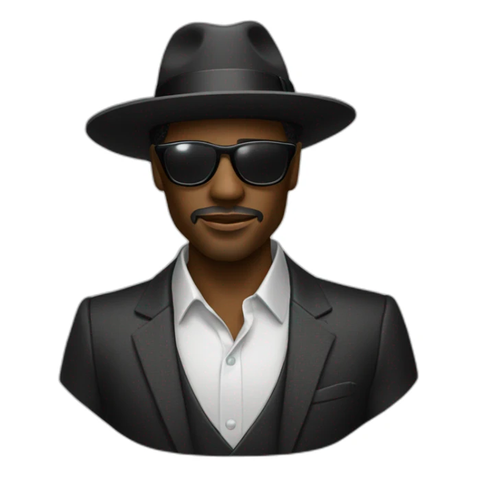 Beaded black man wearing a wide brim fedora and suit with cool glasses sticker