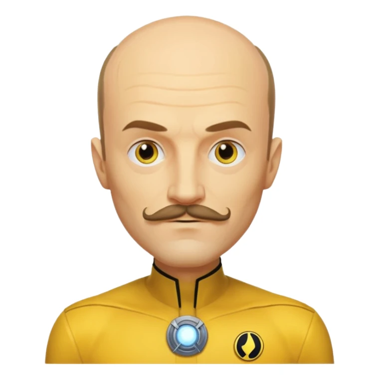 dc sinestro yellow outfit with mustache and balding head sticker