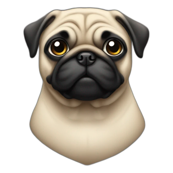 pug wearing a black t-shirt sticker
