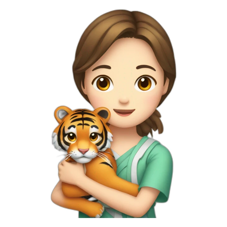 Tiger in arm of Japanese  girl  sticker