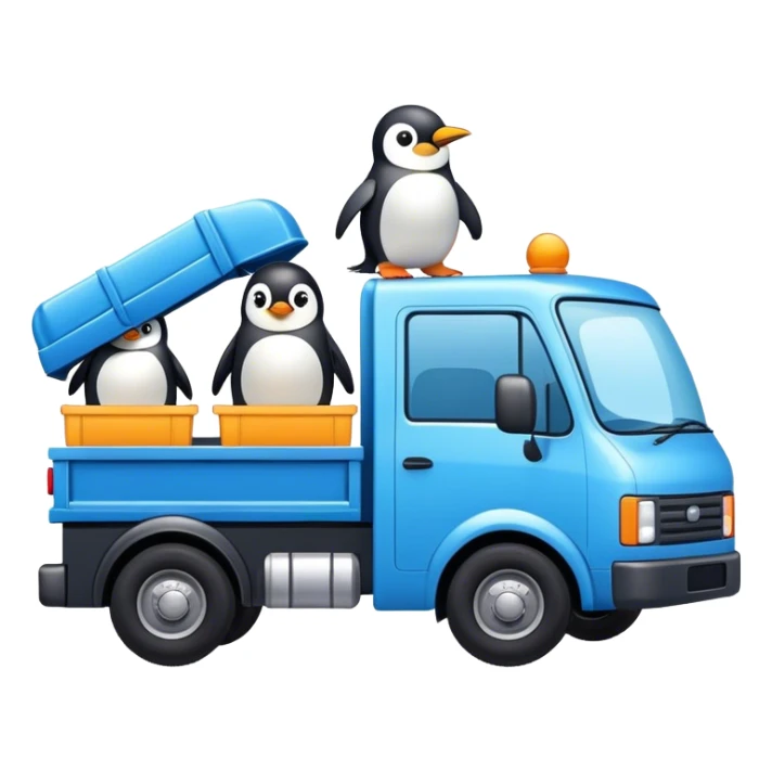 Camion de la marque « Rent And Drop » bleu avent pingouin  sticker