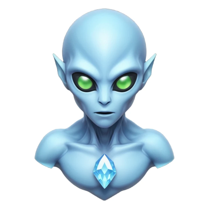 crystal alien portrait, head and shoulders only, transparent crystal skin, glowing core inside chest, sharp geometric features, 3D cartoon, mobile game icon style, clean background, no text, no watermark
 sticker