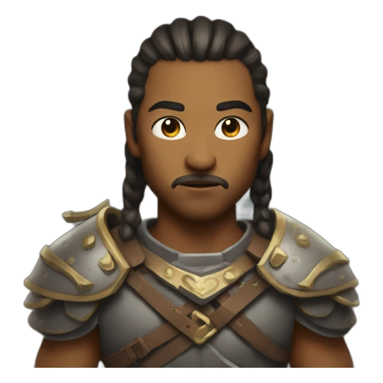 A badass male warrior with a cleft lip and long pony tail sticker