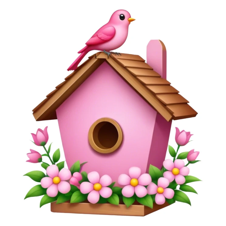 pink bird's house with flower sticker