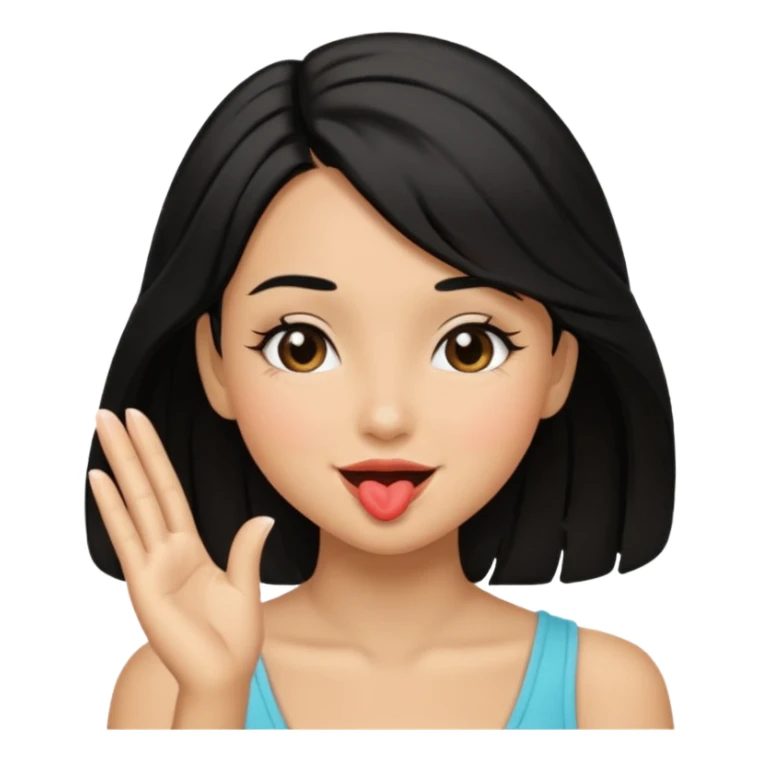 Girl with black hair blowing kiss sticker