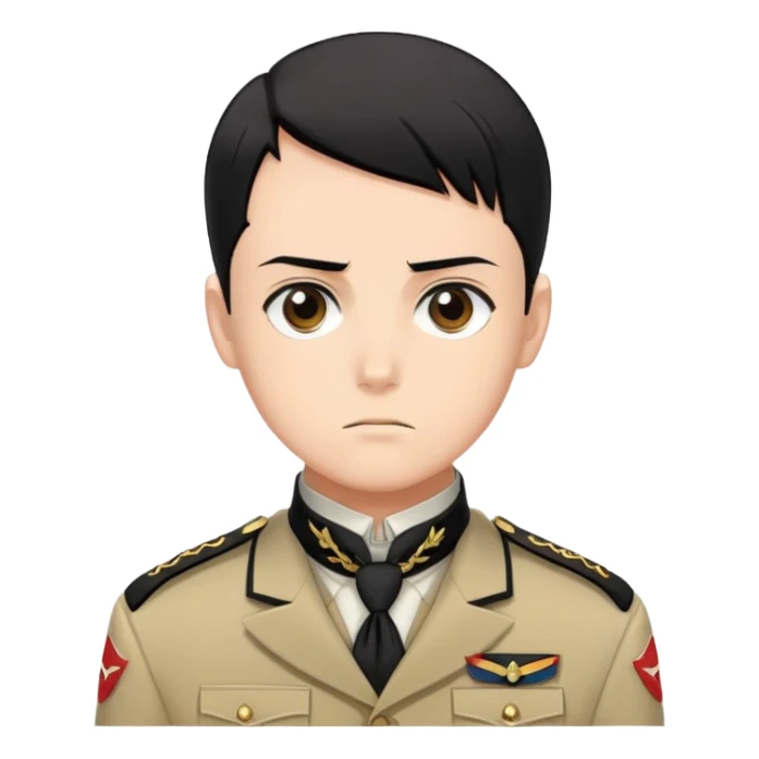 Levi Ackerman from Attack on Titan, with black undercut hair, serious expression, Scout Regiment uniform with cravat sticker