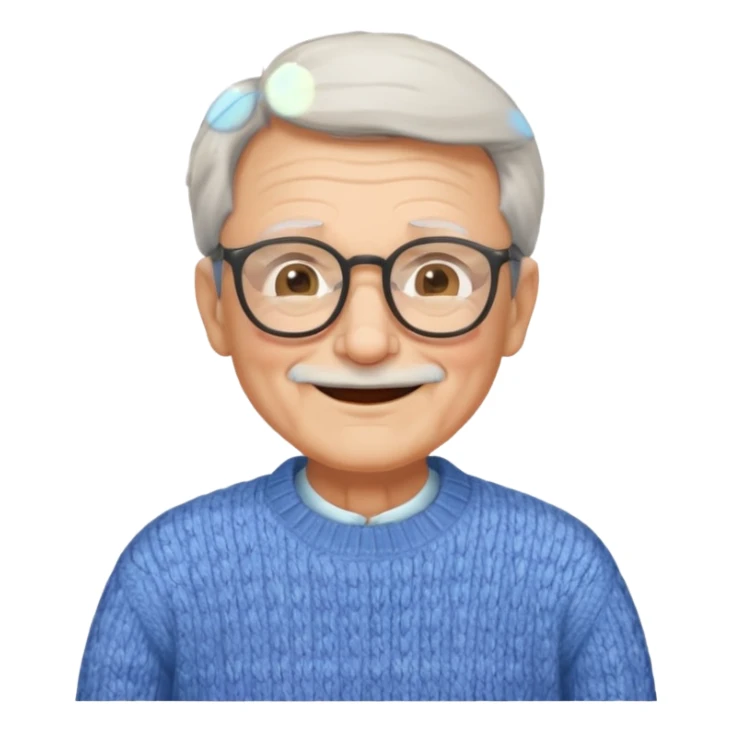 Old man, happy, wearing glasses and sweater sticker