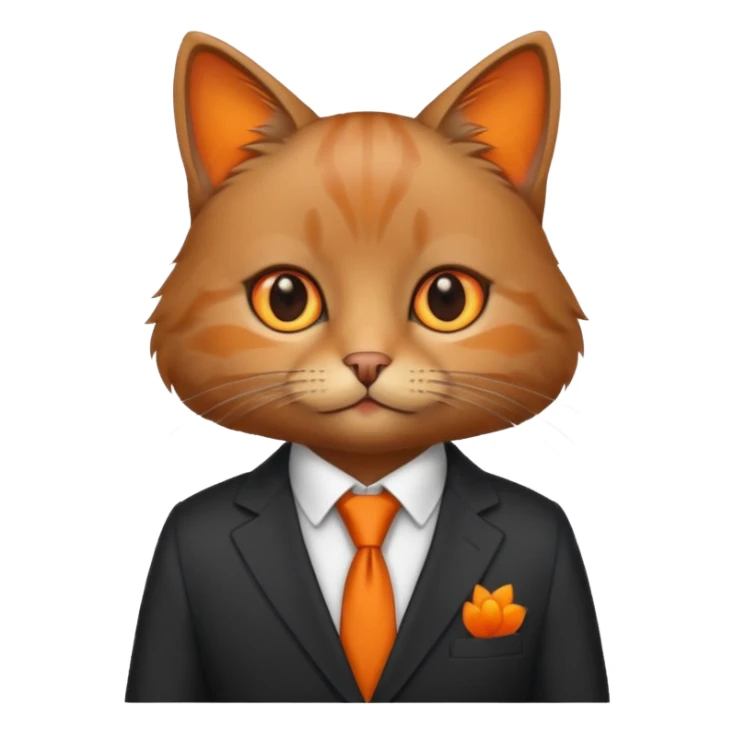 a brown and small cat and wear the suit and it is very cute sticker