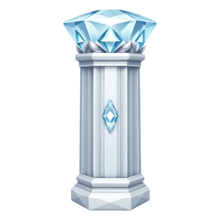 generate beautiful white crystal pillar intricate front view more beautiful with flowers wrapping around the pillar make the pillar made of diamond sticker
