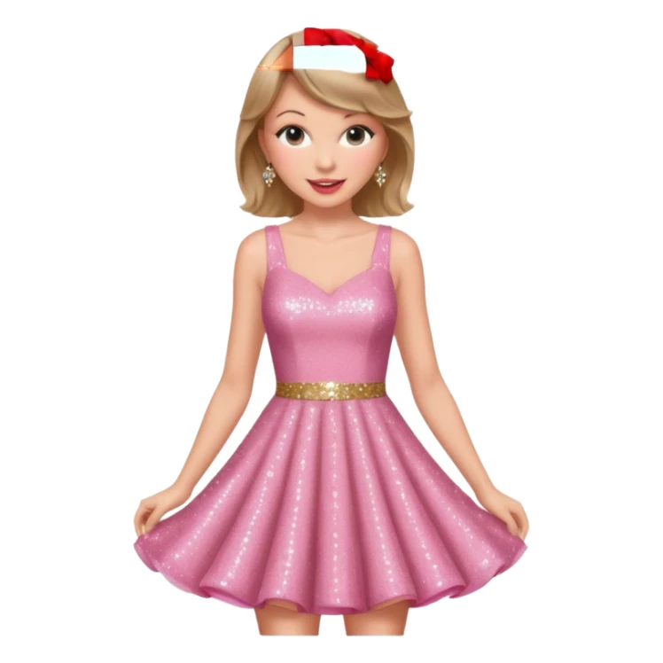 Taylor Swift smile in a sparkling pink dress sticker