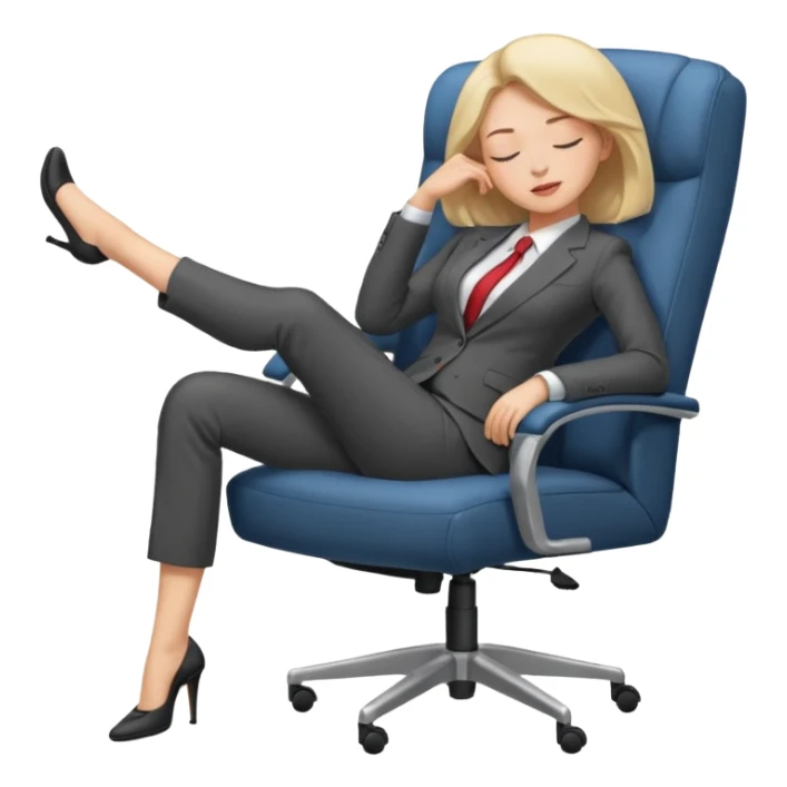 Boss sleeping in a chair with her legs up on the desk sticker
