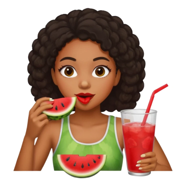 black girl eating watermelon and fried chicken while drinking red Koolaid sticker