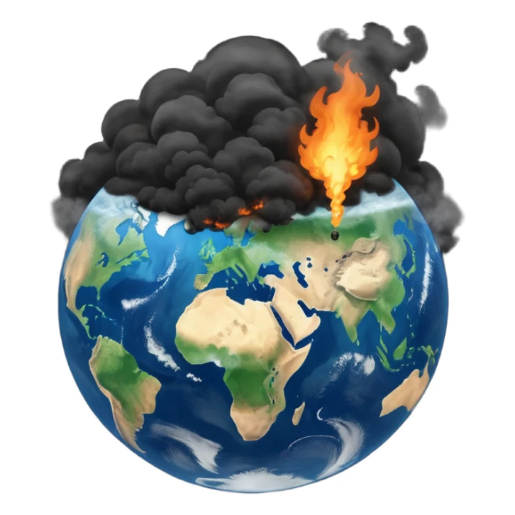 Pollution on earth and earth surface should seen more polluted  the view should be from outer space and black smoke in there  sticker