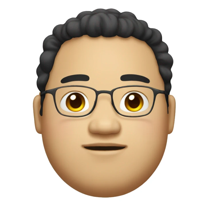 Asian, overweight, young man, black curly hair. sticker