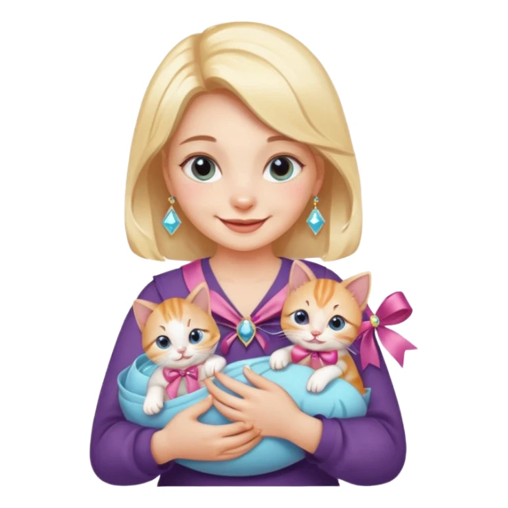 woman holding baby cats with ribbons and crystals sticker