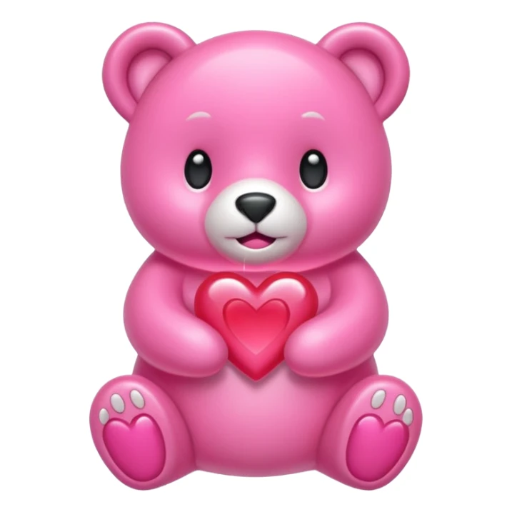 Oso gummy color aguamarina corazón rosa sticker