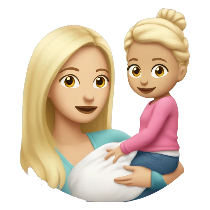 Blonde hair mom with baby girl sticker