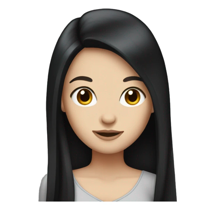 white girl with long black hair sticker