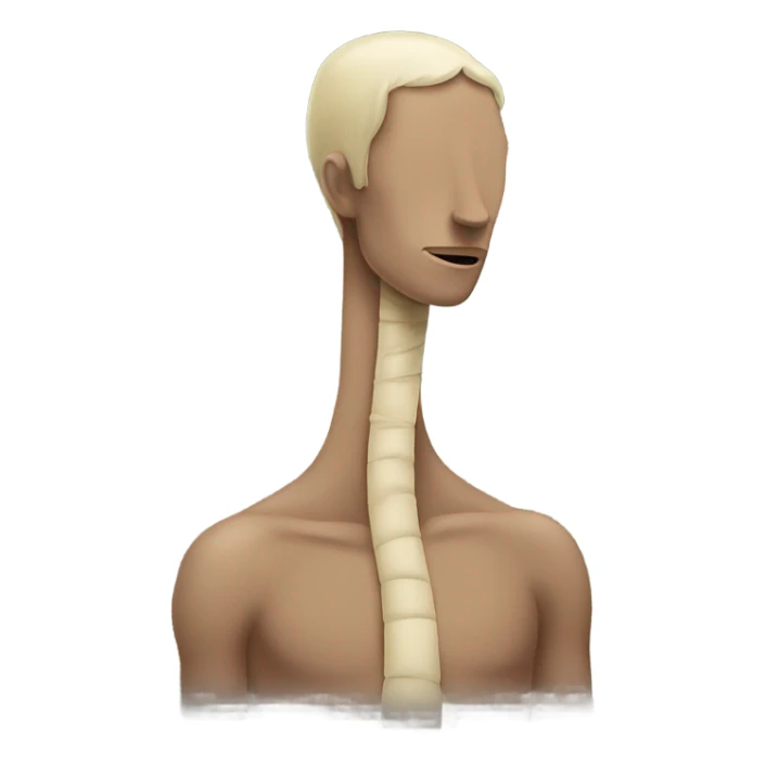 A person with a long neck and big back and neck bent sticker