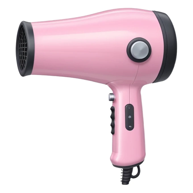pastel pink hair dryer iOS emoji style, slightly different angle sticker
