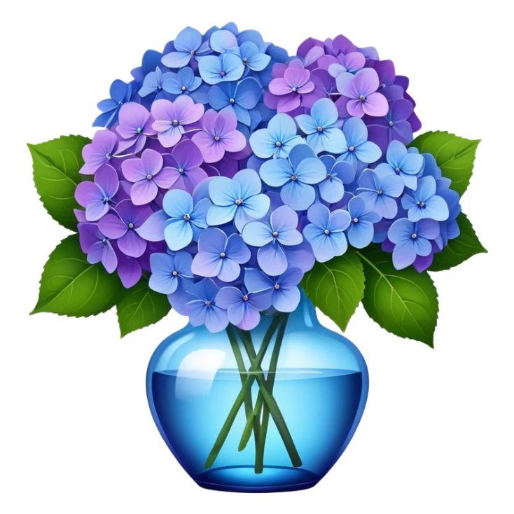 A beautiful bouquet of purple and blue hydrangea flowers sticker