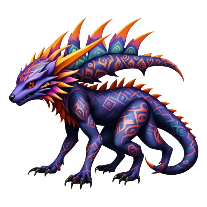Gothic badass cool complex exotic colorful aesthetic-scenery-vernid-Fakémon-creature (full body) sticker