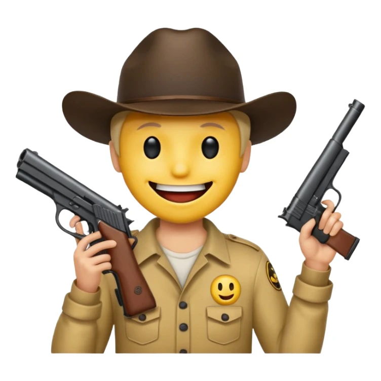 Gun in mouth smiley emoji  sticker