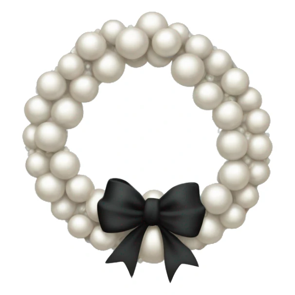 A Christmas wreath designed like a circle of pearls with a tiny black bow. sticker