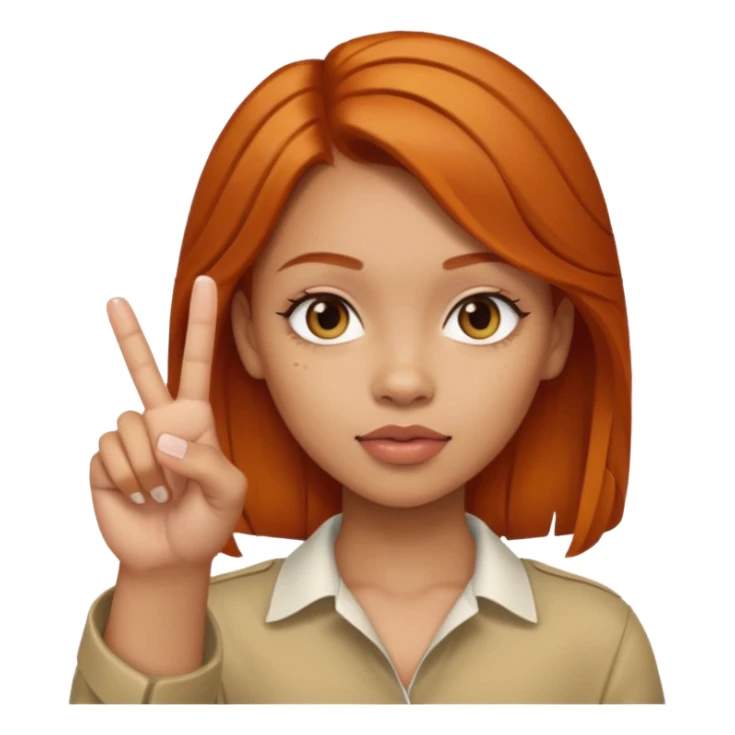 Lightskin girl with ginger hair holding up middle finger  sticker