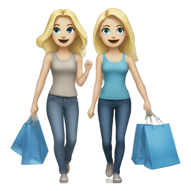 Two blonde white girls blue eyes shopping with bags sticker