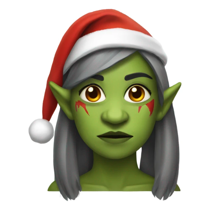 orc female warrior with santa hat sticker