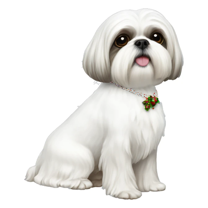 ALL WHITE SHIH TZU CHRISTMAS DRESS sticker