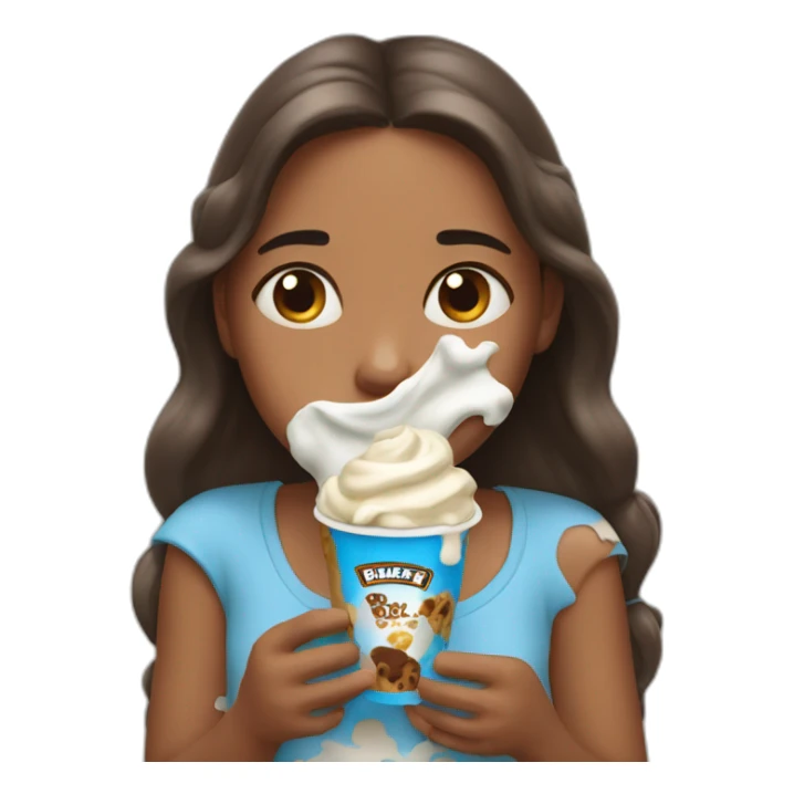Girl crying with ben and Jerry in a hands  sticker