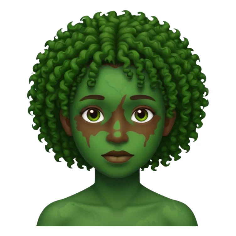 Faça um personagem negro com cicatrizes no rosto deixe o cabelo crespo e a pele verde sticker
