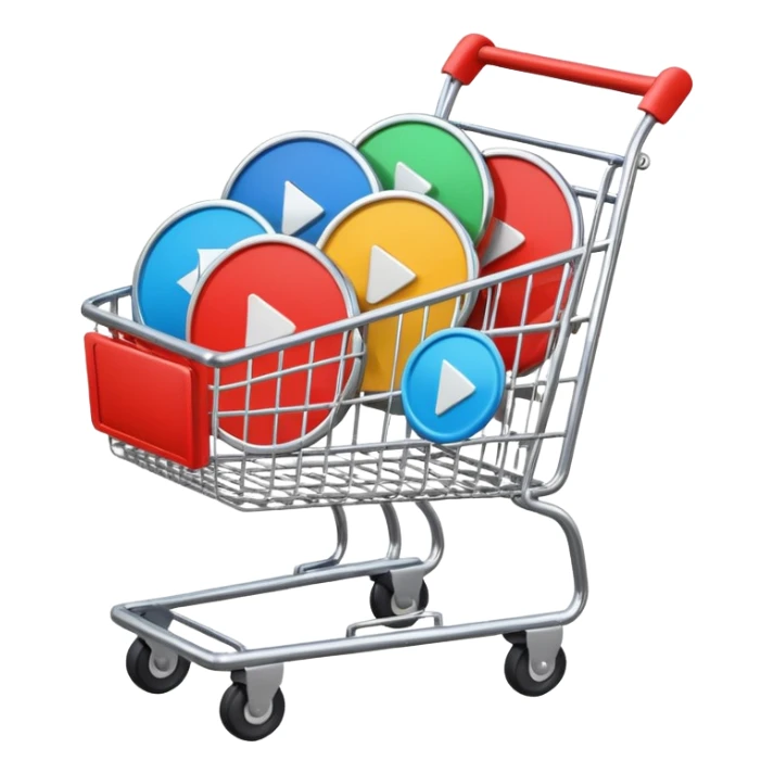 shopping cart containing several circular play button symbols sticker