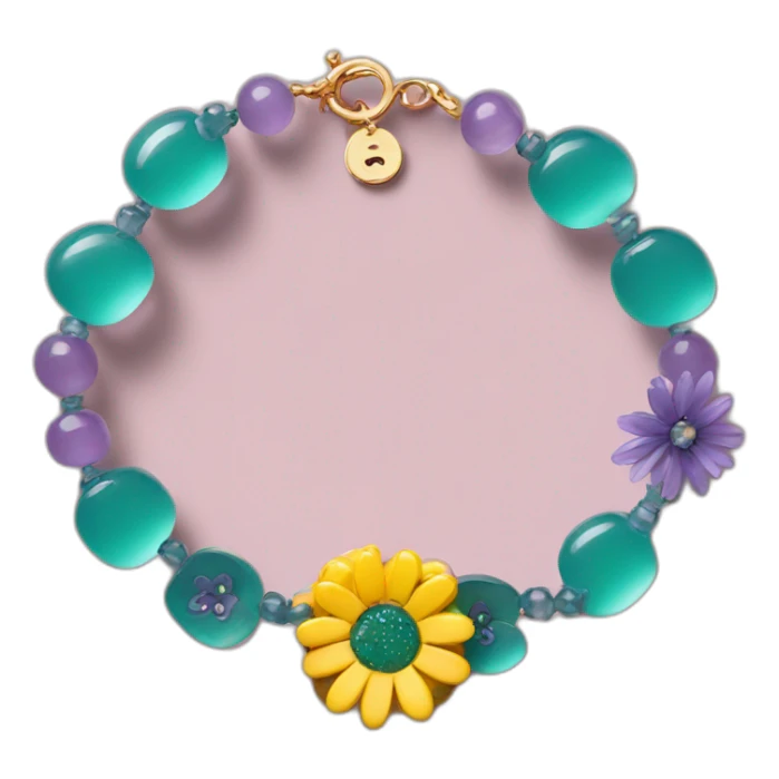 Bracelet with flower in the middle covered in resin sticker