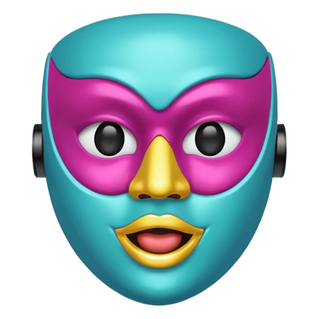 Please generate a multicolored mask with speaker as mouth. sticker