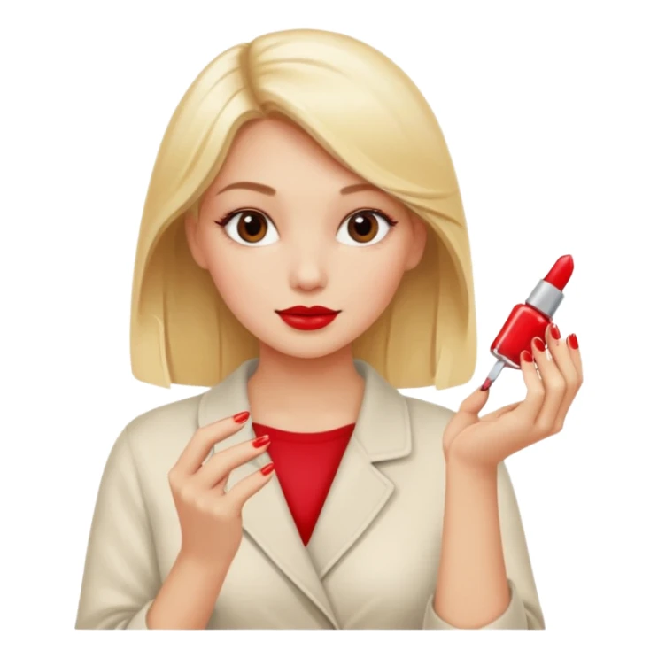 mulher loira pintando unhas sticker